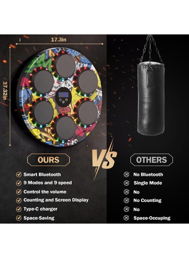 Smart Music Boxing Machine - Bluetooth Connection + Display Counter + 9 Speed ​​Levels - 6 Padded Target Zones - Integrated Training System for Adults and Children, Perfect Gift for Fitness Lovers (Multi-Color) - Image 5