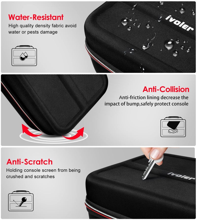 ivoler Carrying Storage Case for Nintendo Switch/For Switch OLED Model (2021),Portable Travel All Protective Hard Messenger Bag Soft Lining 18Games for Switch Console Pro Controller Accessories Black - Image 4