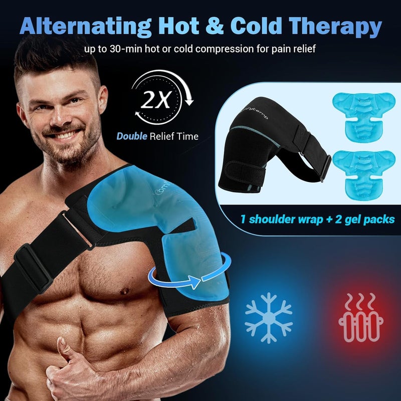 Comfytemp Shoulder Ice Pack Wrap 2 Gel Packs1 Shoulder Brace Ice Sleeve for Injuries Reusable Physical Therapy Cold Compression for Arm Rotator Cuff Pain Relief Surgery Recovery - Image 2