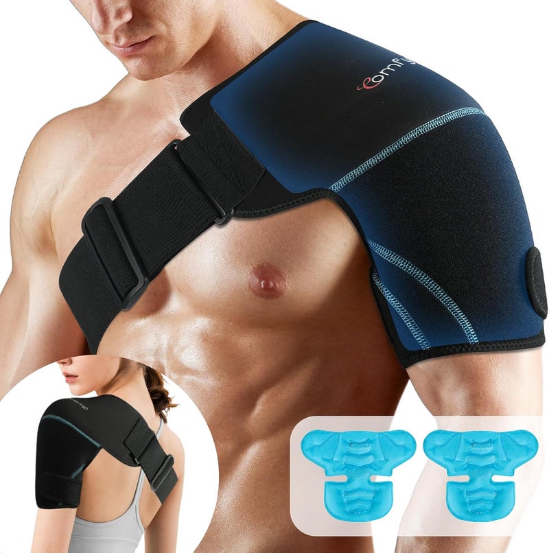 Comfytemp Shoulder Ice Pack Wrap 2 Gel Packs1 Shoulder Brace Ice Sleeve for Injuries Reusable Physical Therapy Cold Compression for Arm Rotator Cuff Pain Relief Surgery Recovery - Image 1