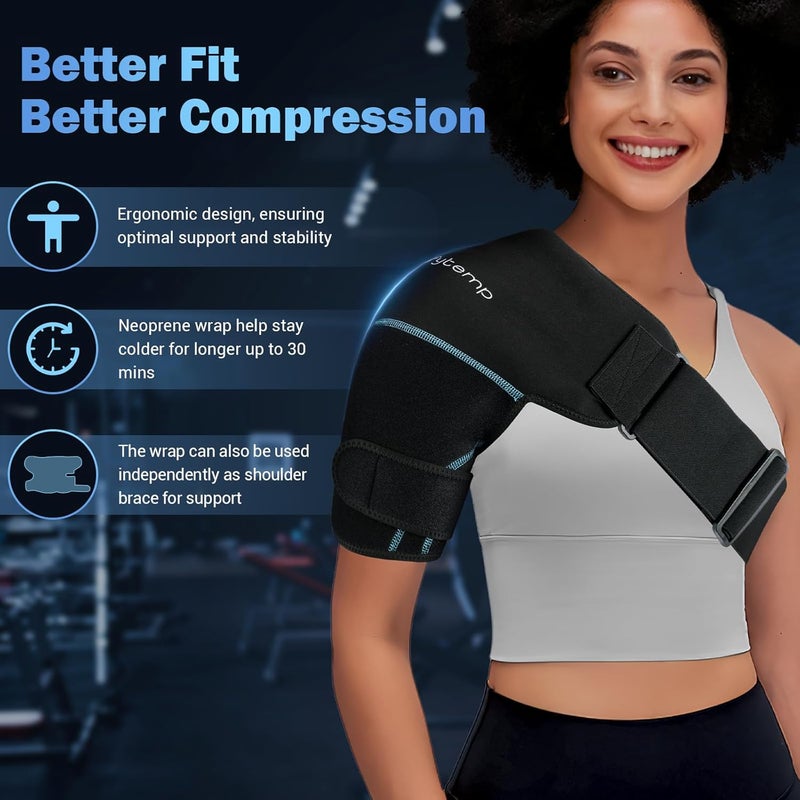 Comfytemp Shoulder Ice Pack Wrap 2 Gel Packs1 Shoulder Brace Ice Sleeve for Injuries Reusable Physical Therapy Cold Compression for Arm Rotator Cuff Pain Relief Surgery Recovery - Image 4