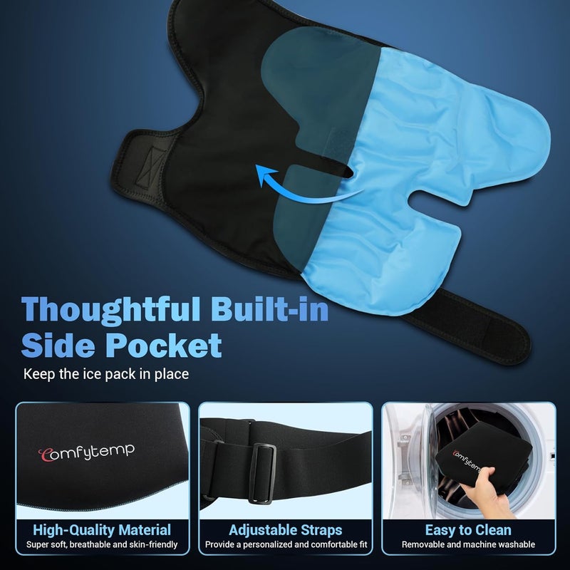 Comfytemp Shoulder Ice Pack Wrap 2 Gel Packs1 Shoulder Brace Ice Sleeve for Injuries Reusable Physical Therapy Cold Compression for Arm Rotator Cuff Pain Relief Surgery Recovery - Image 3