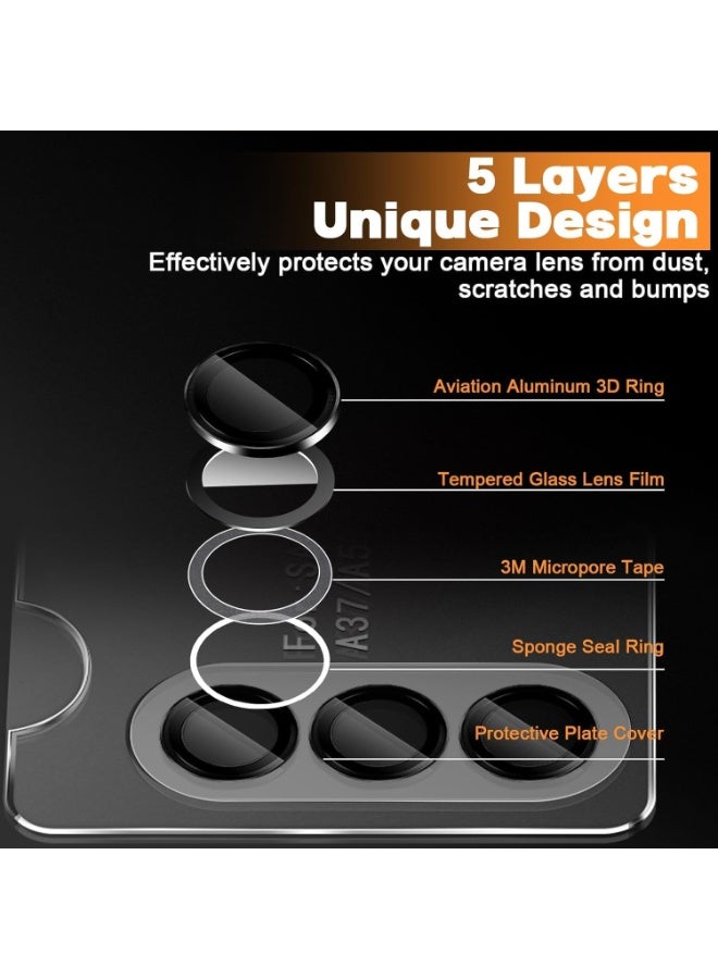 Camera protector for Samsung Galaxy A37 / A57 5G made of tempered glass, single anti-scratch ring made of metal lens, full camera coverage (black) - Image 3