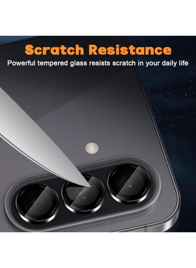 Camera protector for Samsung Galaxy A37 / A57 5G made of tempered glass, single anti-scratch ring made of metal lens, full camera coverage (black) - Image 2