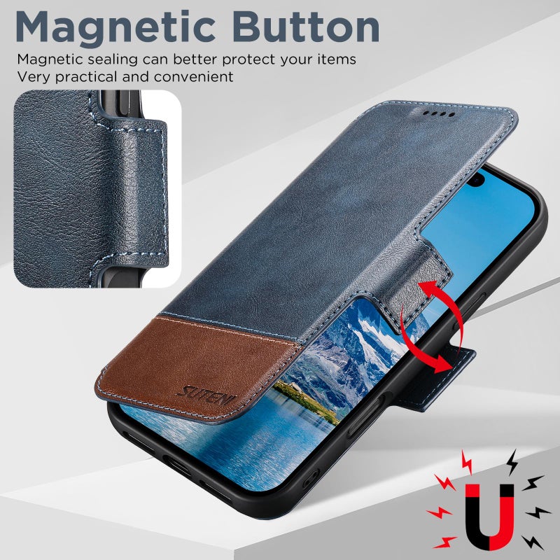 Suteni For Iphone Air Q06 2-In-1 Multi-Function Detachable Wallet Magsafe Phone Case(Blue) - Image 3