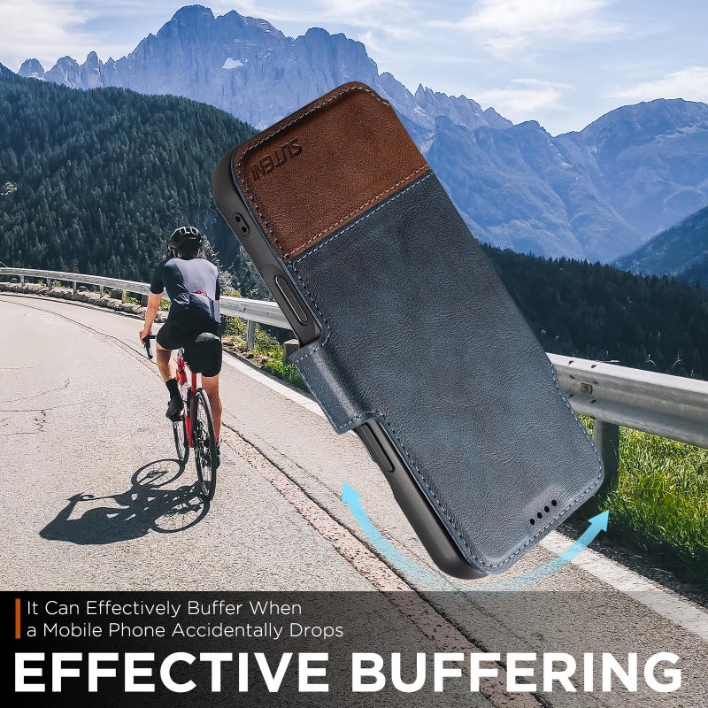 Suteni For Iphone Air Q06 2-In-1 Multi-Function Detachable Wallet Magsafe Phone Case(Blue) - Image 5