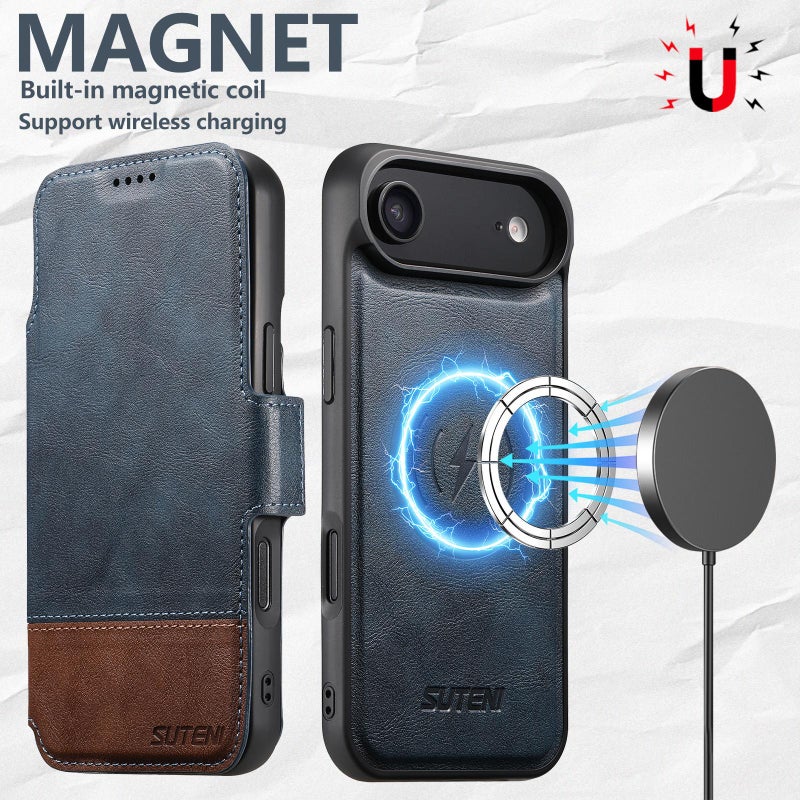 Suteni For Iphone Air Q06 2-In-1 Multi-Function Detachable Wallet Magsafe Phone Case(Blue) - Image 2