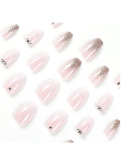 ZAYS 24Pcs Soft Gel Fake Nails Short, Salon Like Press on Nails Short, No Fade Out, Seamless Glue on Nails for Woman Nail ,The Middle East Girl (pink)  - Image 4