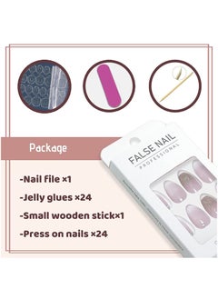 ZAYS 24Pcs Soft Gel Fake Nails Short, Salon Like Press on Nails Short, No Fade Out, Seamless Glue on Nails for Woman Nail ,The Middle East Girl (pink)  - Image 3