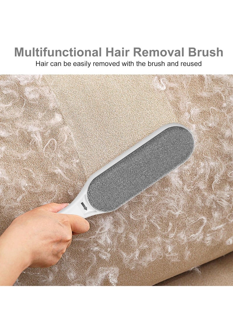 فرشاة إزالة شعر الحيوانات الأليفة للقطط والكلاب قابلة لإعادة الاستخدام لإزالة الوبر والفراء مع قاعدة تنظيف ذاتية محمولة على الوجهين وصديقة للبيئة للملابس والأثاث والسجاد والأريكة رمادي - Image 3