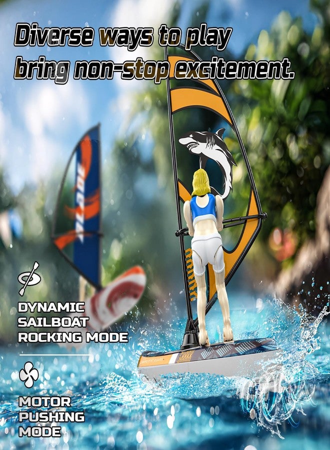 DEERC 2 Pack Remote Control Boat for Kids,2.4Ghz RC Sailboat with LED Lights for Pools,Lake and Bathtub,Summer Outdoor Water Toys Never Capsize Gift for Kids Boys Girls - Image 4