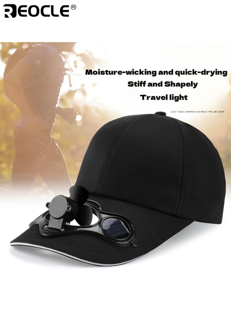 REOCLE Unisex Solar Powered Baseball Cap with Integrated Cooling Fan and Breathable Design Outdoor Sports Hat   for Summer Travel Hiking - Image 3