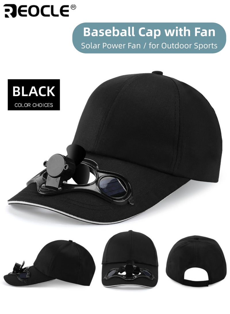 REOCLE Unisex Solar Powered Baseball Cap with Integrated Cooling Fan and Breathable Design Outdoor Sports Hat   for Summer Travel Hiking - Image 1