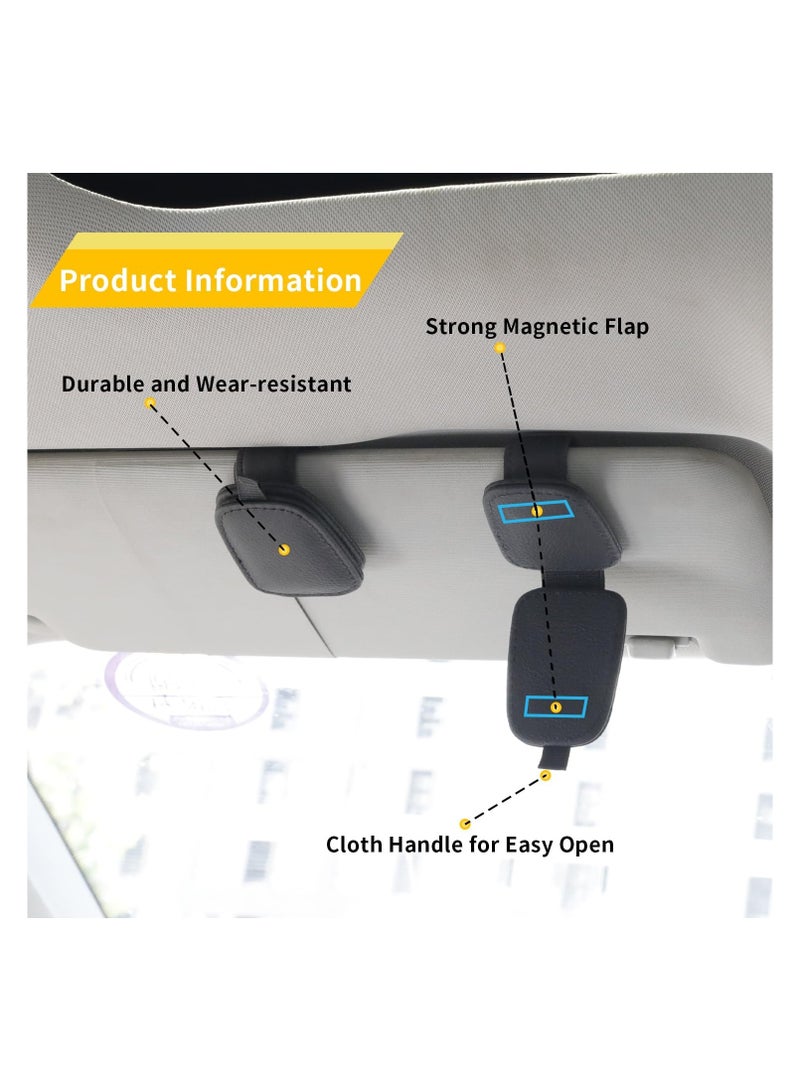 Generic 2 Packs Sunglasses Holders for Car Visor - Magnetic Leather Sunglasses Holder and Ticket Card Clip - Car Visor Accessories (Black)  - Image 5