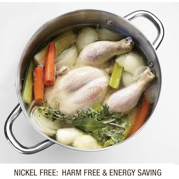 HOMICHEF 10 Quart Stock Pot With Glass Lid  Nickel Free Stainless Steel 10 Qt Pots With Handle  Mirror Polished Stockpot 10 Quart  Induction Cooking Pots With Lid  Healthy Soup Pot - Image 4