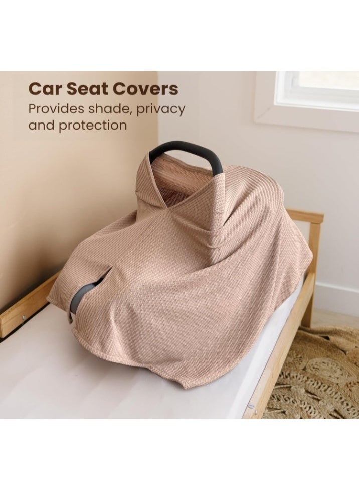 Konssy Nursing Cover for Breastfeeding, Soft & Breathable Privacy Poncho, Multi-Use Feeding Shawl, Comfortable & Portable Breastfeeding Cover for Women (Camel) - Image 5