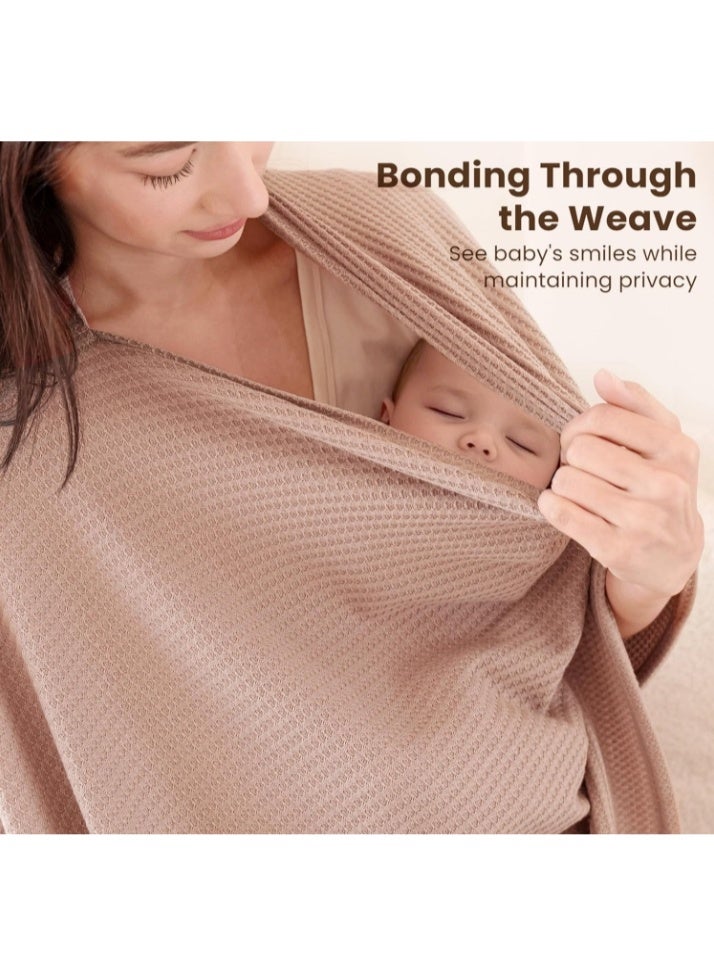 Konssy Nursing Cover for Breastfeeding, Soft & Breathable Privacy Poncho, Multi-Use Feeding Shawl, Comfortable & Portable Breastfeeding Cover for Women (Camel) - Image 2