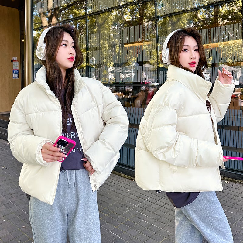 Womens cotton-padded down coat, Korean style loose cotton-padded coat for students, new short winter Black  - Image 2