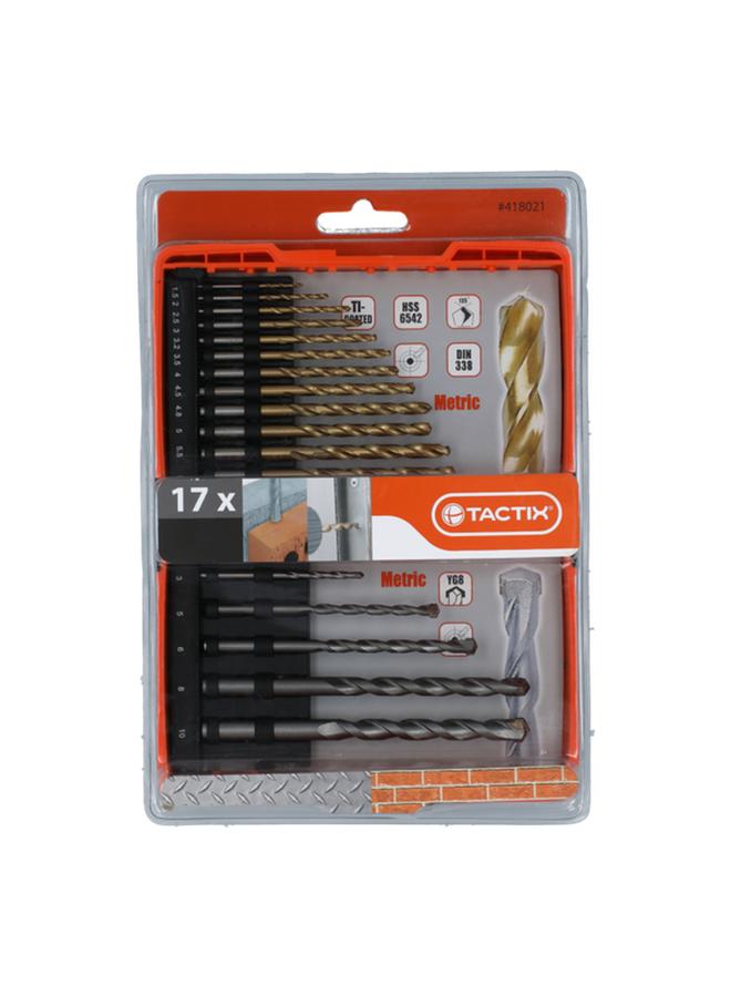 Tactix 17-Piece Break-Resistant Combo Metric Drill Bit Set with Plastic Storage Case Grey  - Image 1