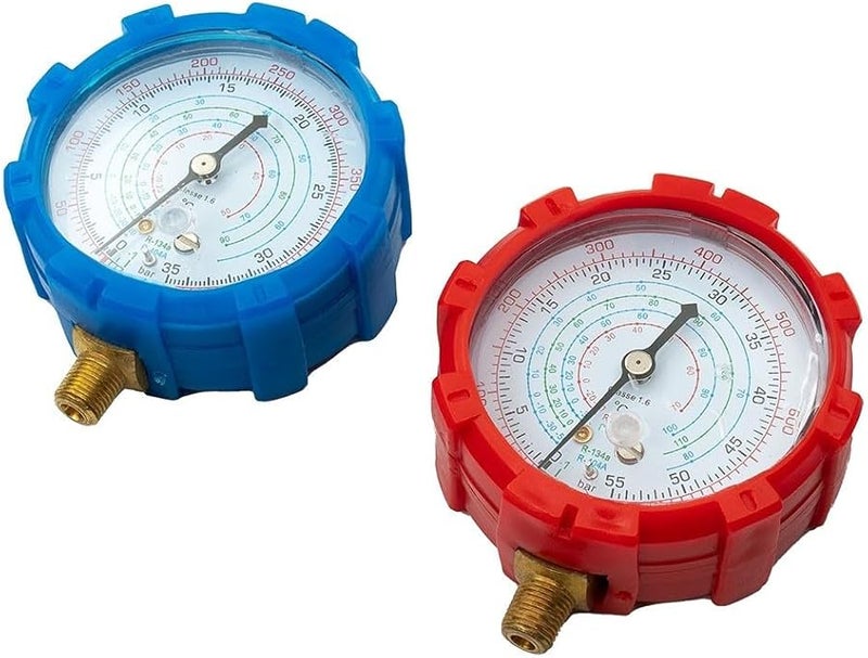 R134A R410A R22 R404A مجموعة مقياس منفذ مكيف الهواء أزرق 0 500psi أحمر 0 800psi مقياس ضغط منخفض وعالي - Image 5