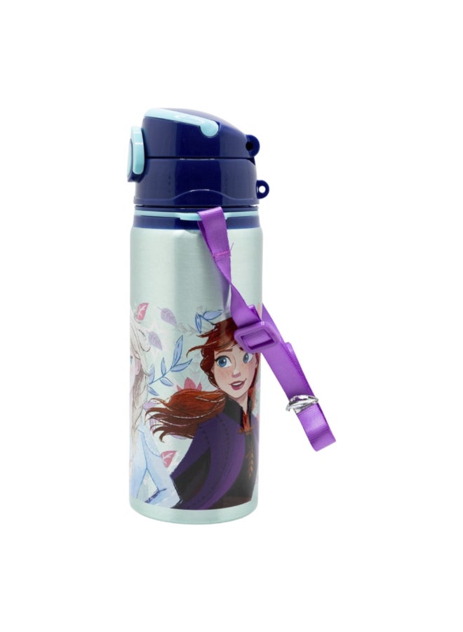 ستور زجاجة ماء من الألمنيوم مع غطاء قابل للفتح وحزام بتصميم شخصيات فروزن سنوي تيل متعددة الألوان سعة 730 مل 81058 - Image 2