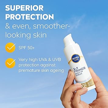 Nivea NIVEA SUN UV 2in1 Primer Daily UV Serum SPF50 30ml FrangranceFree Sunscreen with High SPF Ideal as Makeup Base Moisturising Formula with Hyaluron No White Cast  - Image 3