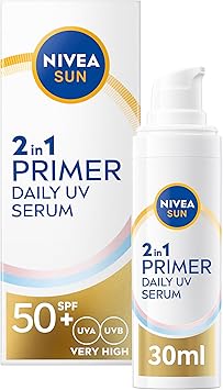 Nivea NIVEA SUN UV 2in1 Primer Daily UV Serum SPF50 30ml FrangranceFree Sunscreen with High SPF Ideal as Makeup Base Moisturising Formula with Hyaluron No White Cast  - Image 1