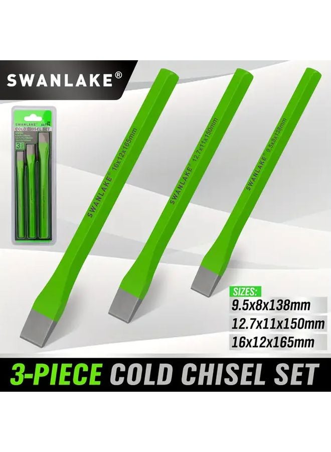 SWANLAKE 3pcs Heavy Duty Cold Chisel Set 3 8 1 2 5 8 Inch Carbon Steel for Masonry Woodworking - Image 1