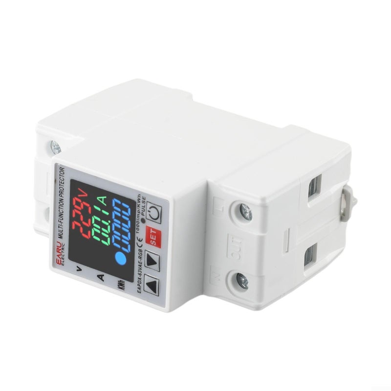 63A DIN Rail Mount Over Under Voltage Current Protection Relay with Display - Image 4