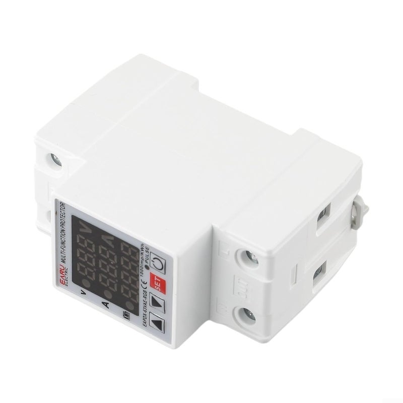 63A DIN Rail Mount Over Under Voltage Current Protection Relay with Display - Image 1