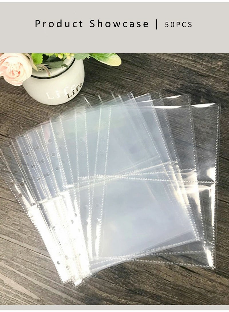 Captaintech Photo Album Refill Pages Ring Binder Pockets Page Pictures Postcard Sleeves Inner Style Archival 4x6 (A5 50 Covers) for 200 Photos - Image 1