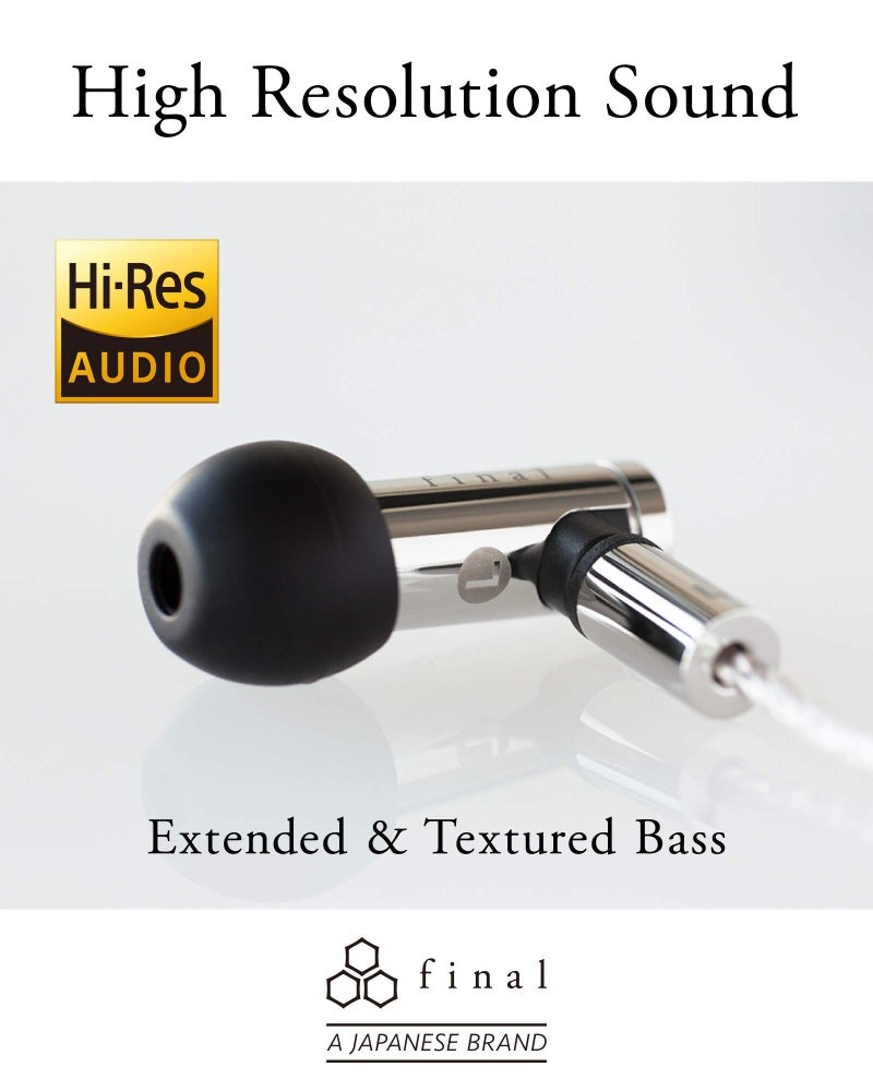final E5000 in Ear Isolating Earphones, 6.4mm Dynamic Driver, High-Resolution, Stainless Steel Housing, Detachable Silver-Coated MMCX Cable, Swing-Fit Eartips - Stainless Steel - Image 2