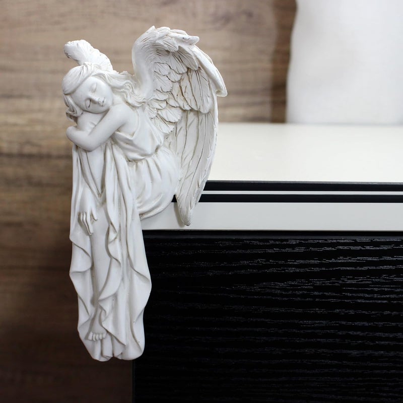 JARPSIRY Sleeping Angel Statue Door Corner Decor, 6.3 Inch Tall Resin Guardian Angel Figurine Edge Sculpture for Home Window Cabinet Ornaments (Left) - Image 3