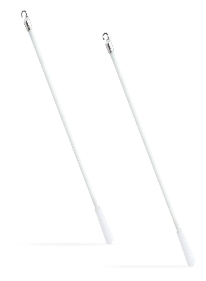SNOMEL 2Pcs White Window Blind Tilt Wand with Metal Hook, 17in Fiberglass Blind Wand Vertical Blinds Replacement Parts, Window Blinds Rod Stick, Long Blind Opener and Closer for Door Curtain - Image 1