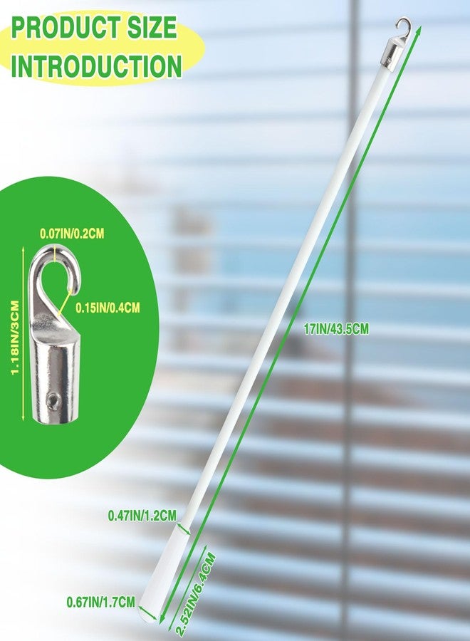 SNOMEL 2Pcs White Window Blind Tilt Wand with Metal Hook, 17in Fiberglass Blind Wand Vertical Blinds Replacement Parts, Window Blinds Rod Stick, Long Blind Opener and Closer for Door Curtain - Image 2