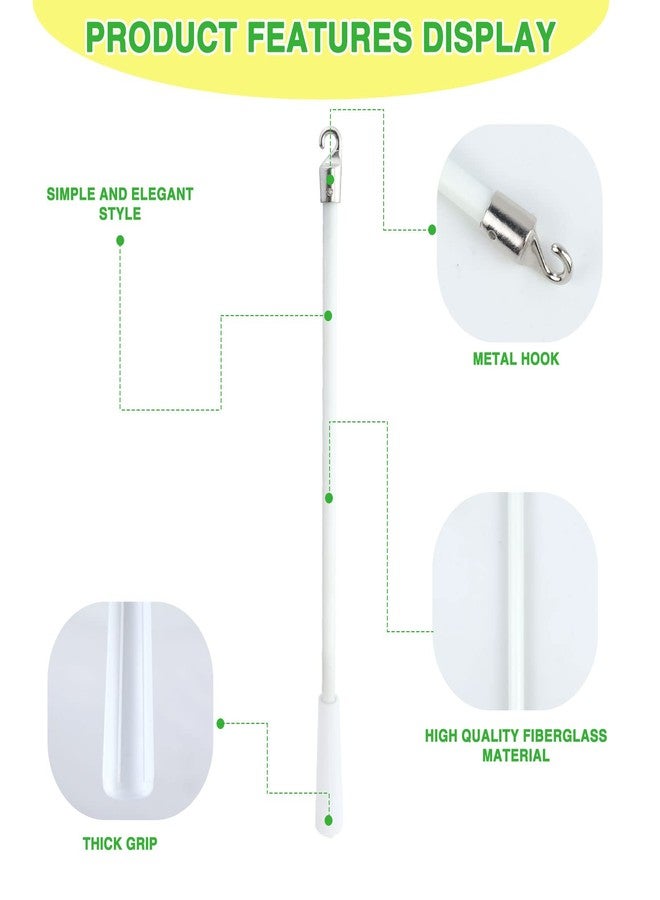 SNOMEL 2Pcs White Window Blind Tilt Wand with Metal Hook, 17in Fiberglass Blind Wand Vertical Blinds Replacement Parts, Window Blinds Rod Stick, Long Blind Opener and Closer for Door Curtain - Image 3