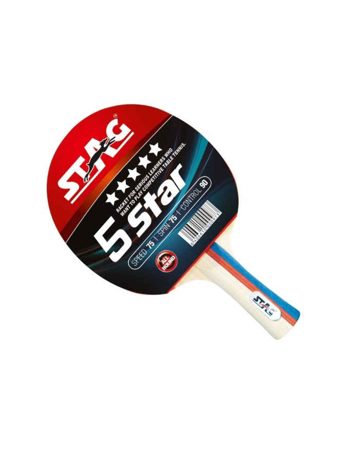 مضرب تنس طاولة بمقبض مريح وواسع بدوران قوي 5 نجوم متعدد الألوان 2.5 × 18 × 28.7 سم TTRA-450