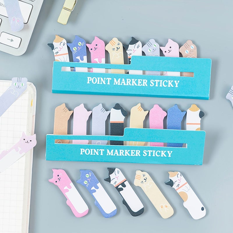240 Blue Cat Sticky Notes 8 Different Cute Cartoon Styles 30 Sheets Each Index Memo Message Note Stationery School Supplies 4.92 By 1.97 Inches - Image 3