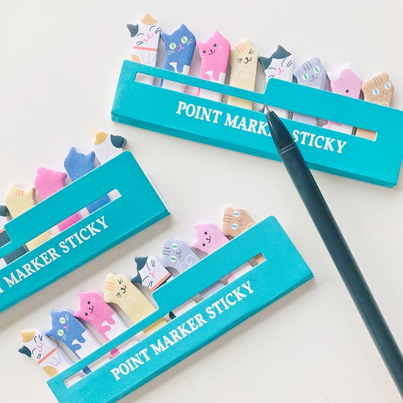 240 Blue Cat Sticky Notes 8 Different Cute Cartoon Styles 30 Sheets Each Index Memo Message Note Stationery School Supplies 4.92 By 1.97 Inches - Image 2