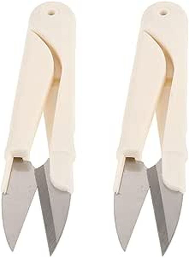 Stainless Steel U Shape Sewing Scissors 2 Pack Portable Crafting Tool for Thread Trimming - Image 1