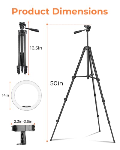 Sensyne 14 Ring Light with Tripod Stand LED Circle Light with Phone Holder for Photo Selfie Video Recording Zoom Meeting - Image 3