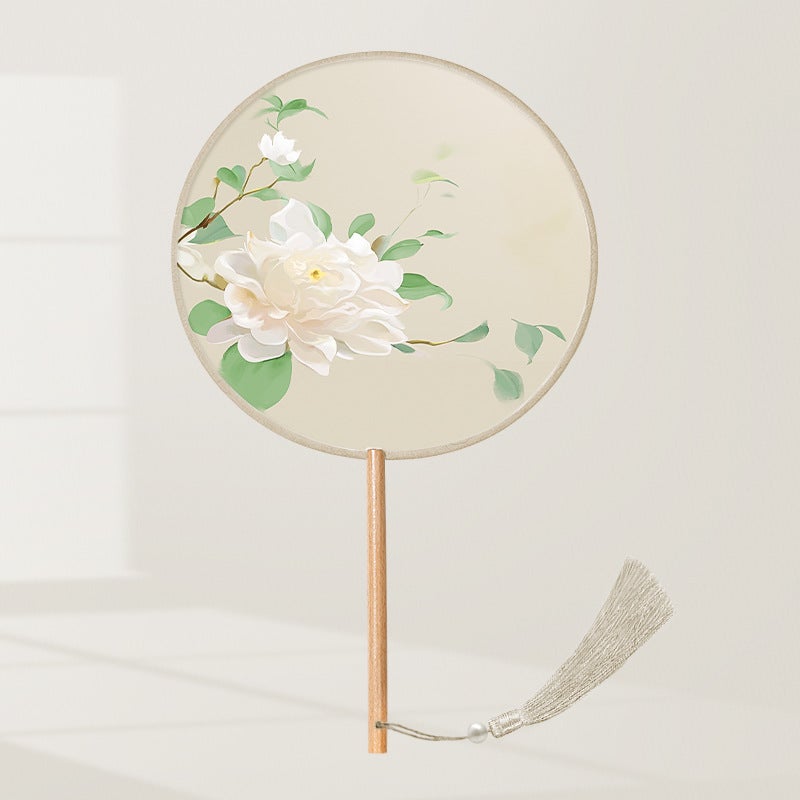 Semi-Transparent Round Fan Ancient Look Clear Heart and elegant (semi-transparent silk) 