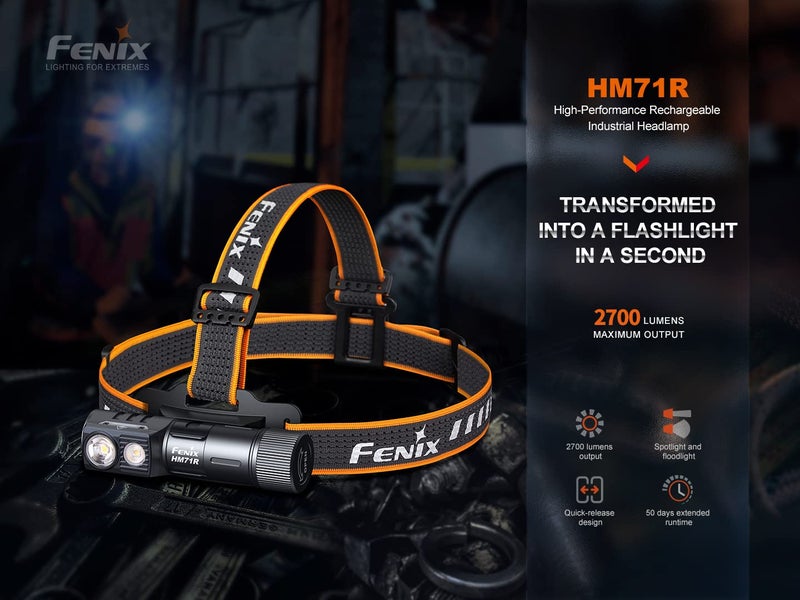 fenix Fenix HM71R Headlamp 2700 Lumen Super Bright USBC Rechargeable Spot Light Flood Light LShape 90 Degree Right Angle Flashlight Industrial Grade with White and Red LEDs - Image 2