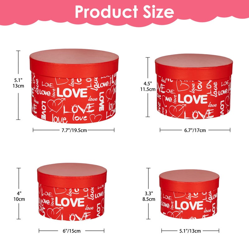 Briful Luxury Round Nested Gift Boxes with Lids (Set of 4) â€“ Reusable Sturdy Cardboard Gift Box Set for Birthdays, Weddings, Anniversaries, Christmas, and Valentineâ€™s Day â€“ Red - Image 2
