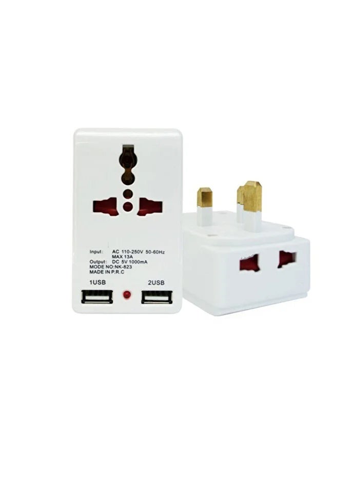 Hi Max Universal Multifunctional Power Adapter, 3-in-1 Travel Adapter with Dual USB Charging Port - Image 2