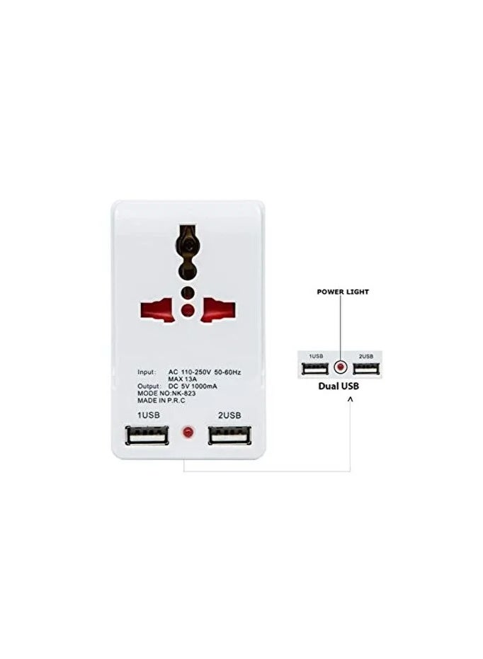 Hi Max Universal Multifunctional Power Adapter, 3-in-1 Travel Adapter with Dual USB Charging Port - Image 4