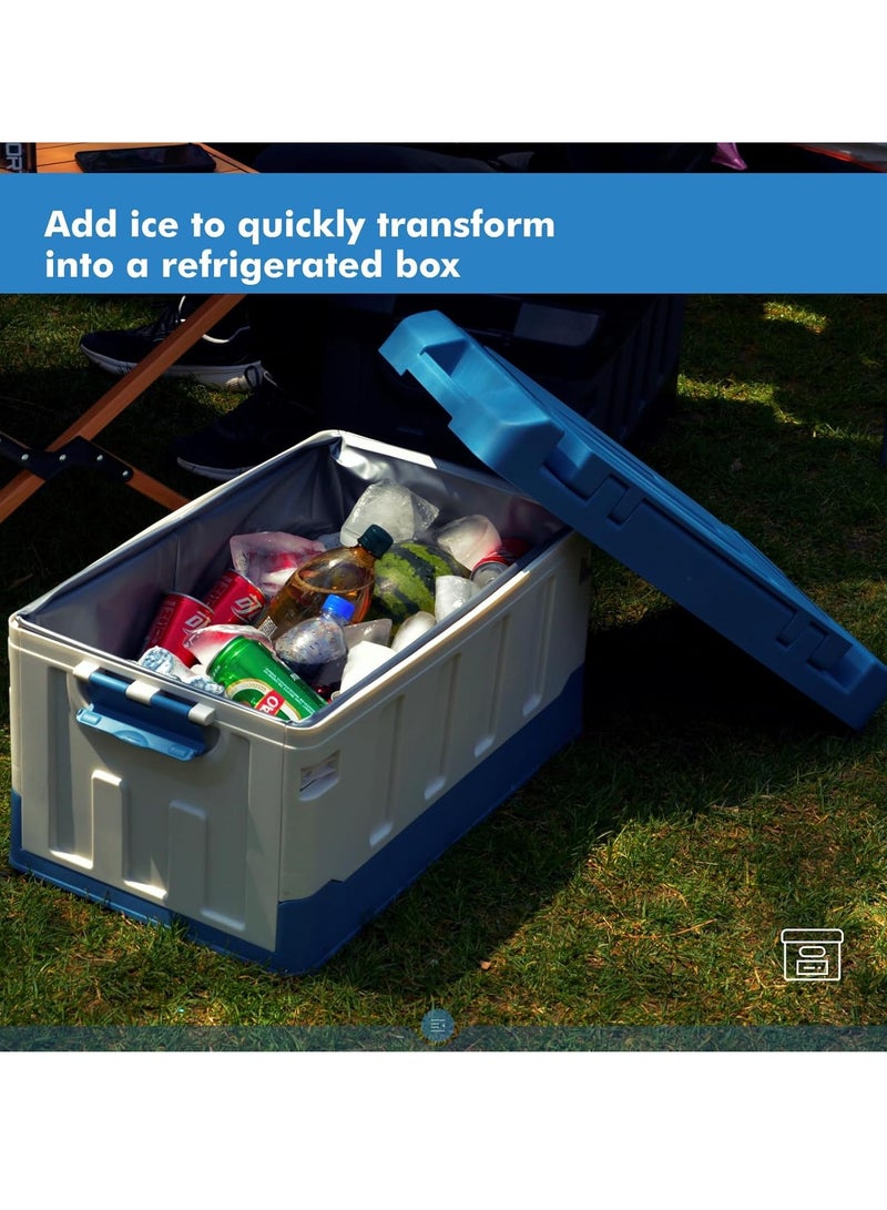 Manful Outdoor Large Trunk Storage Box with Lid for Outdoor 60L, Seatable Camping Organizer with Waterproof Bag, Multifunctional Collapsible Camping Storage Box for Outdoor Picnic, Car, Clothes - Image 3