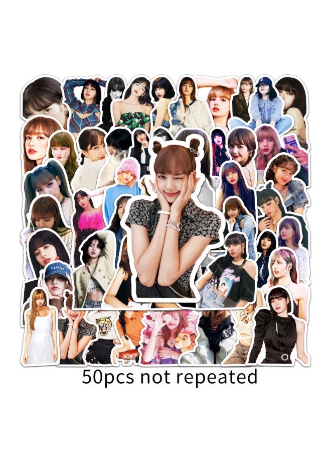 NIBEMINENT 50 Pcs Kpop BLACKPINK - LISA Deco Kit Waterproof Stickers, High Definition Printing Bright Colors, Suitable for Laptop Skateboard Luggage Water Bottle Guitar DIY - Image 1