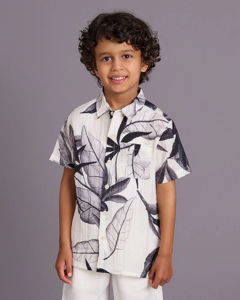 Redtag Boys White Printed Shirt