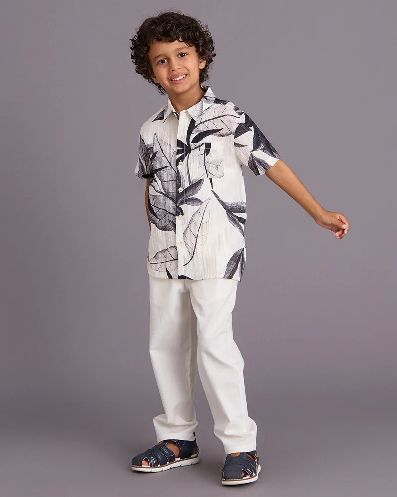 Redtag Boys White Printed Shirt
